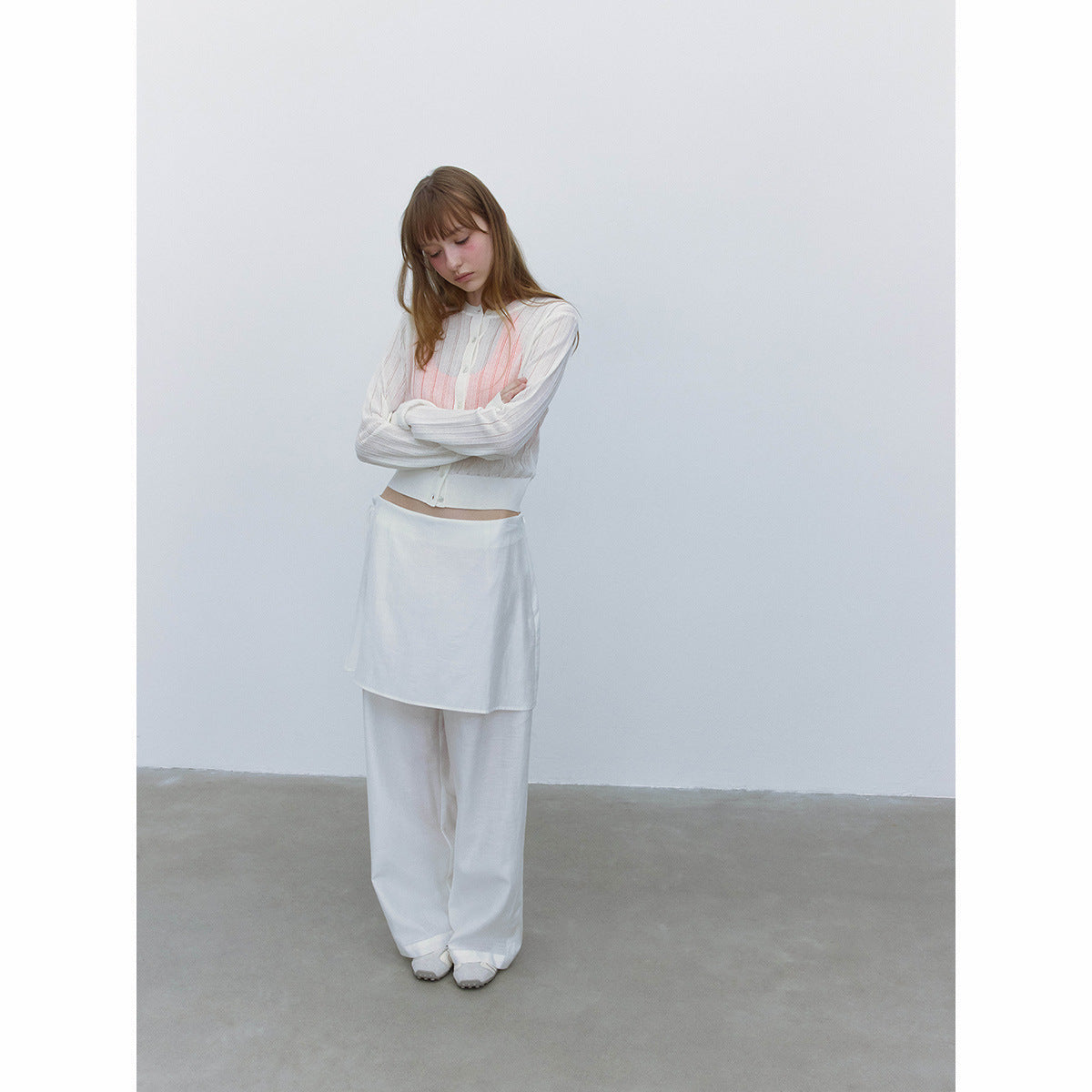 Autumn new casual high-waisted Tencel skin-friendly two-piece set long lace-up wide-leg pants