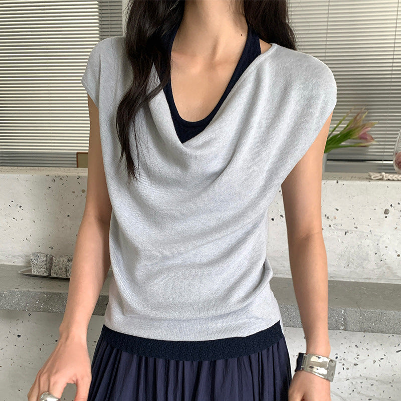 Premium one-word shoulder fake two tops