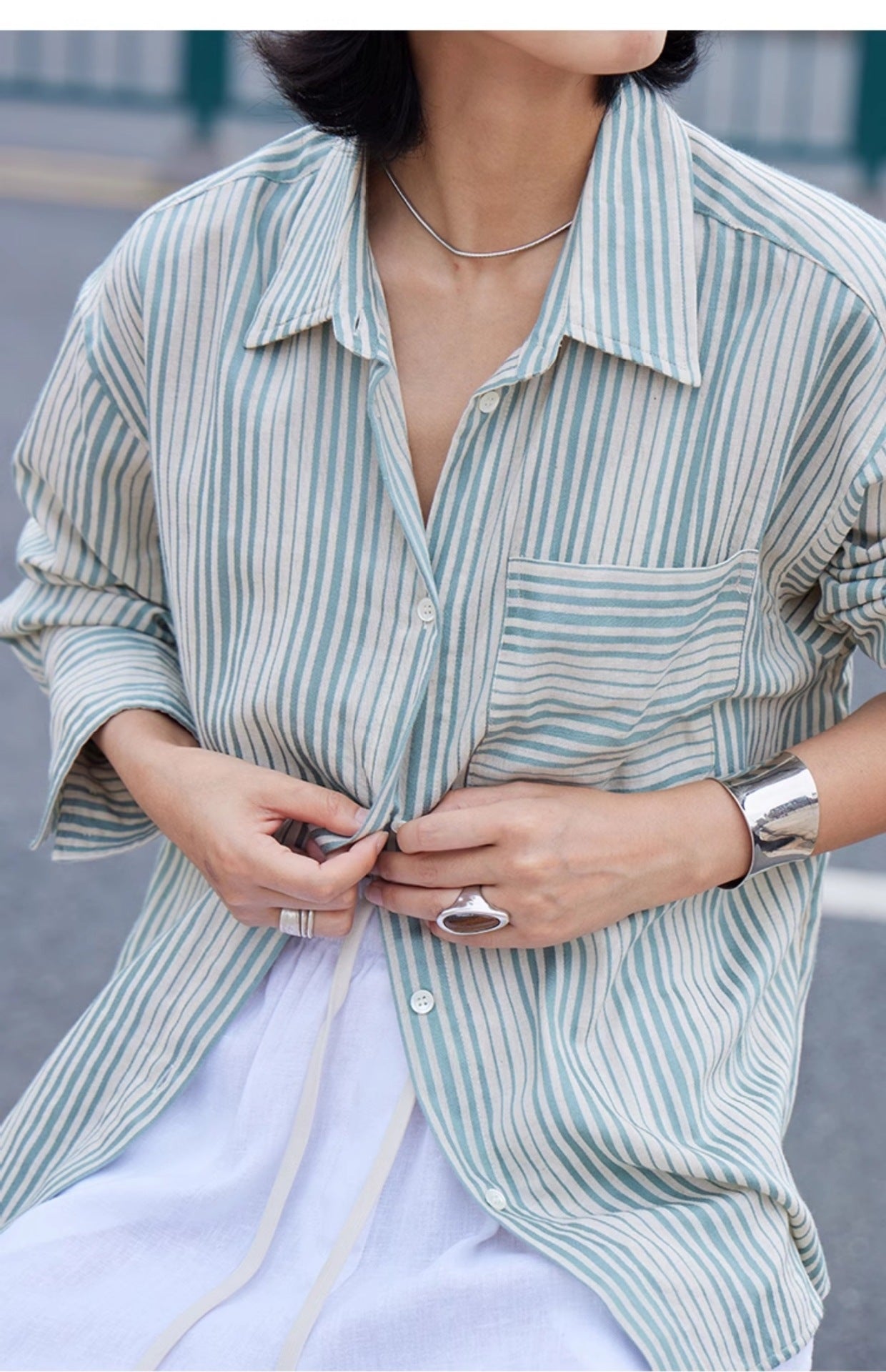 Spring and summer French striped fashion suit women's autumn new long-sleeved shirt + skirt two-piece set