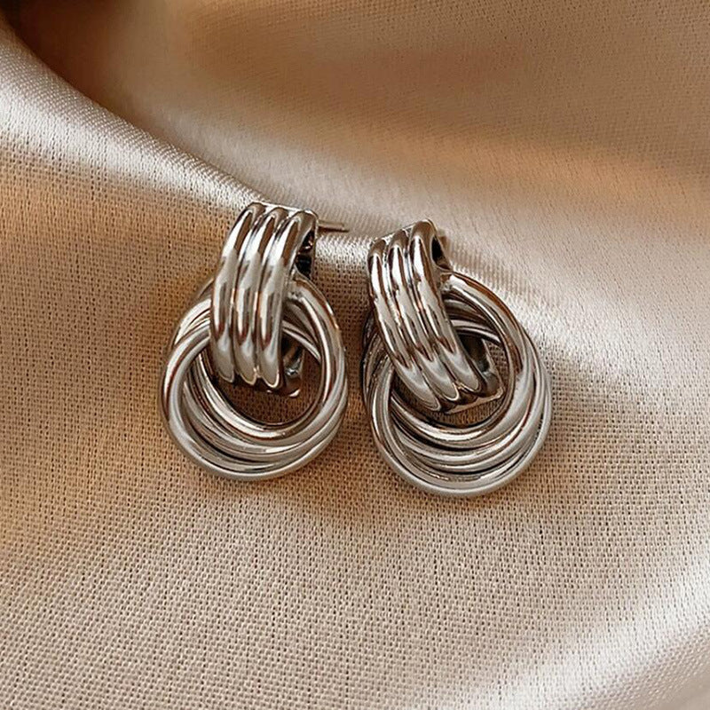 Double Geometric Multi-layer Loops Earrings Earrings