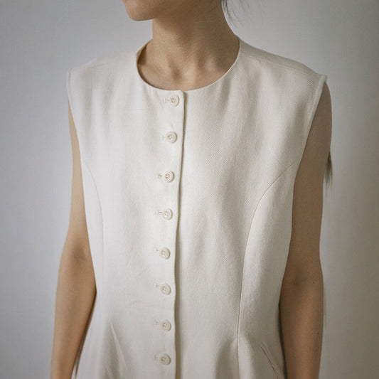 Spring and summer simple vest women's linen texture single-breasted vest, thin and stacked design top