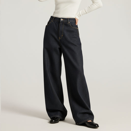 Women's Wide-Leg Jeans - Retro High Waist Casual Denim Pants