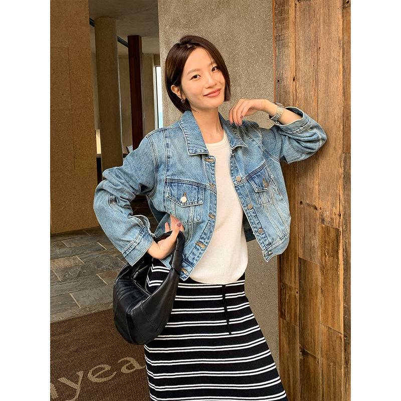 Vintage old washed denim jacket
