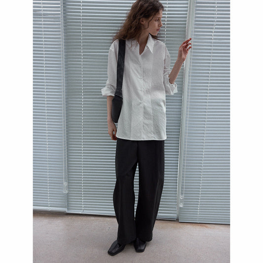 Simple Contrast Vertical Stripes Light Soft Skin-friendly Commuter Classic Long Sleeve Shirt Jacket