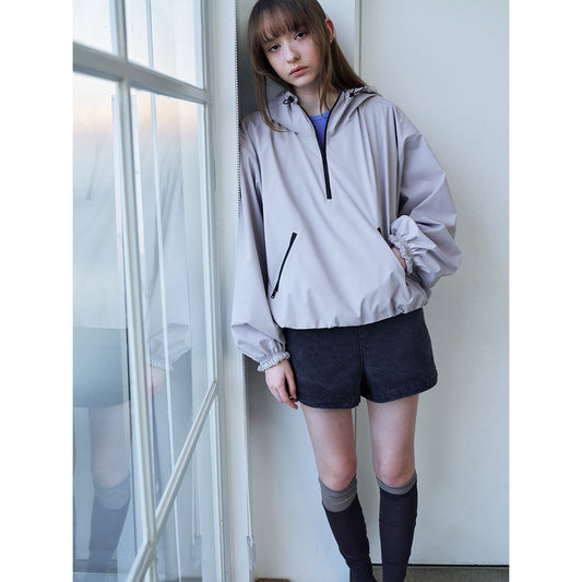 Spring new casual outdoor three-proof half-open zipper basic versatile hooded top