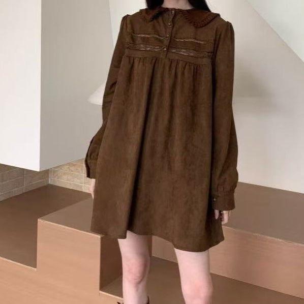 Collar college style design dress autumn versatile shirt skirt