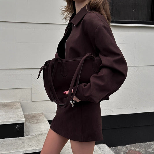 Autumn and winter suit women's lapel loose long-sleeved jacket