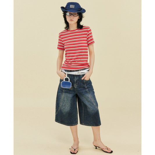 Women's Retro Wide-Leg Cropped Jeans