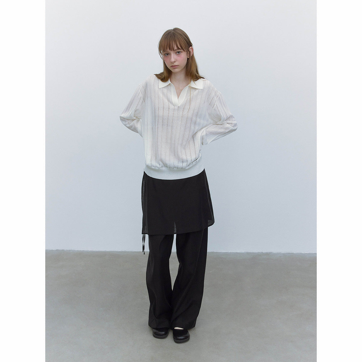 Autumn new casual high-waisted Tencel skin-friendly two-piece set long lace-up wide-leg pants