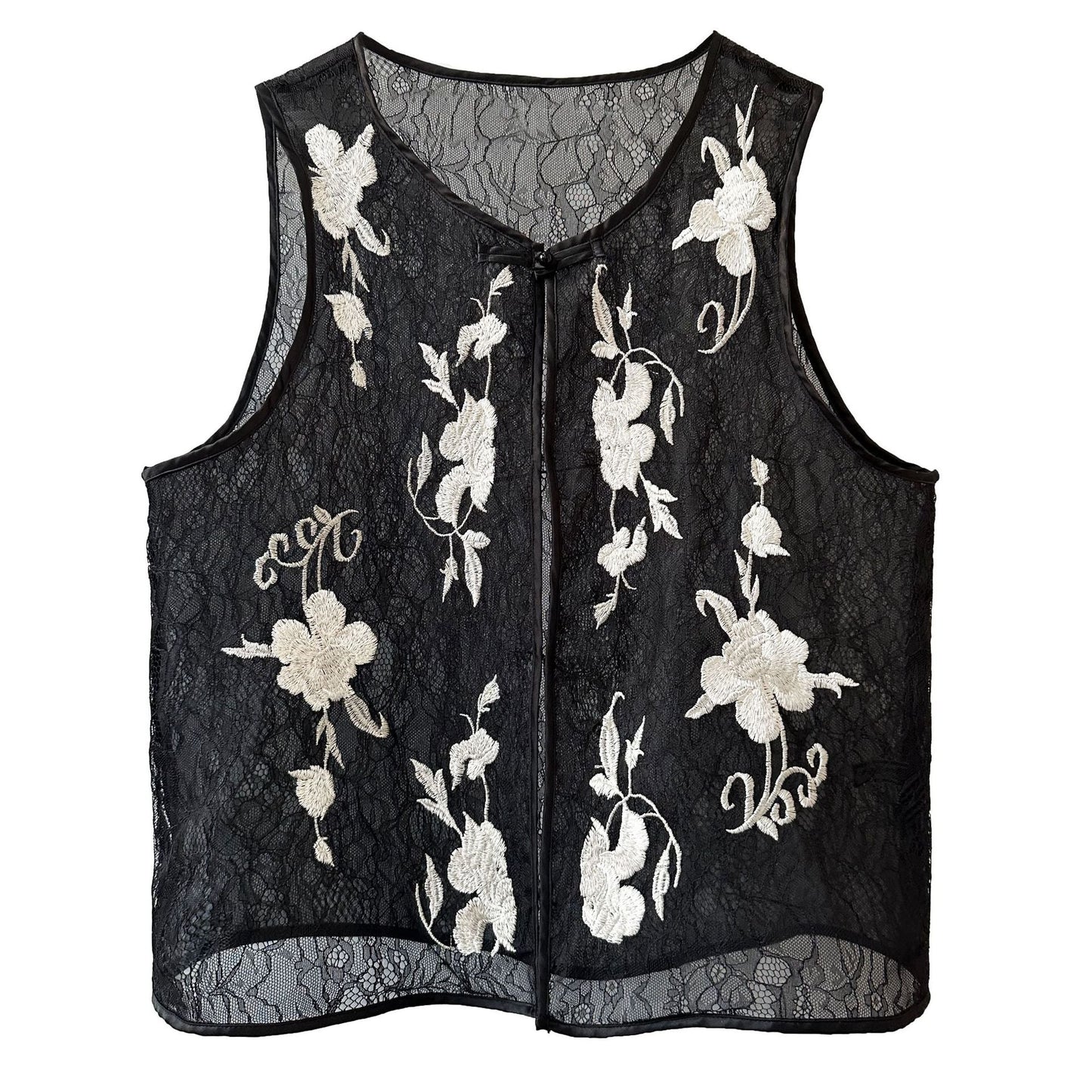 Advanced sense~ 2025 summer new national style new Chinese style hidden button flower embroidered vest cardigan