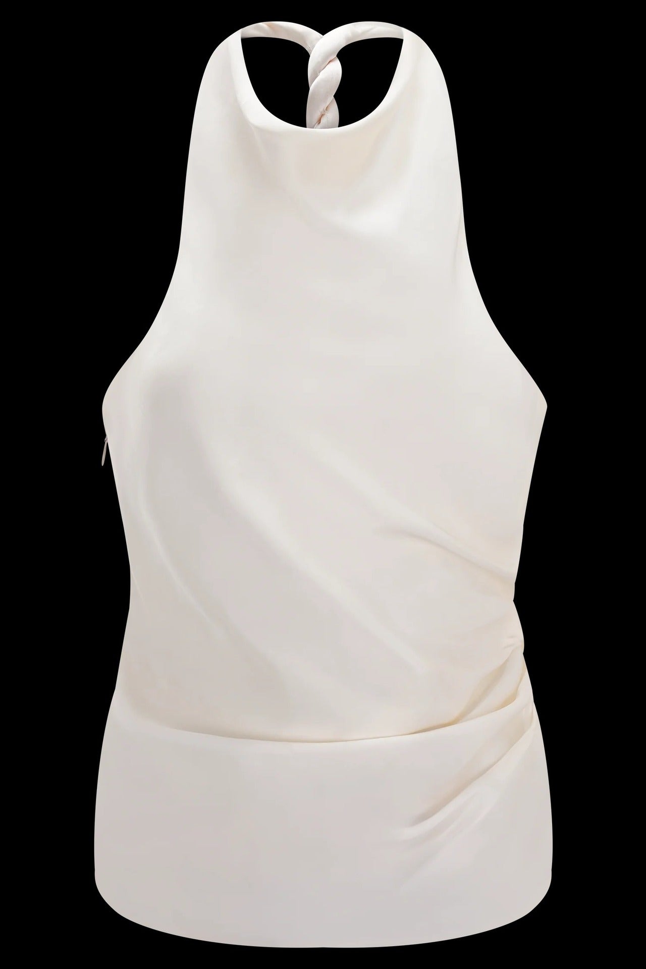 Sexy sleeveless color satin shirt slim fit backless hottie turtleneck top