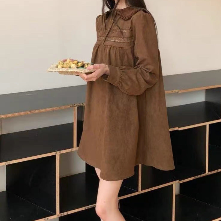Collar college style design dress autumn versatile shirt skirt