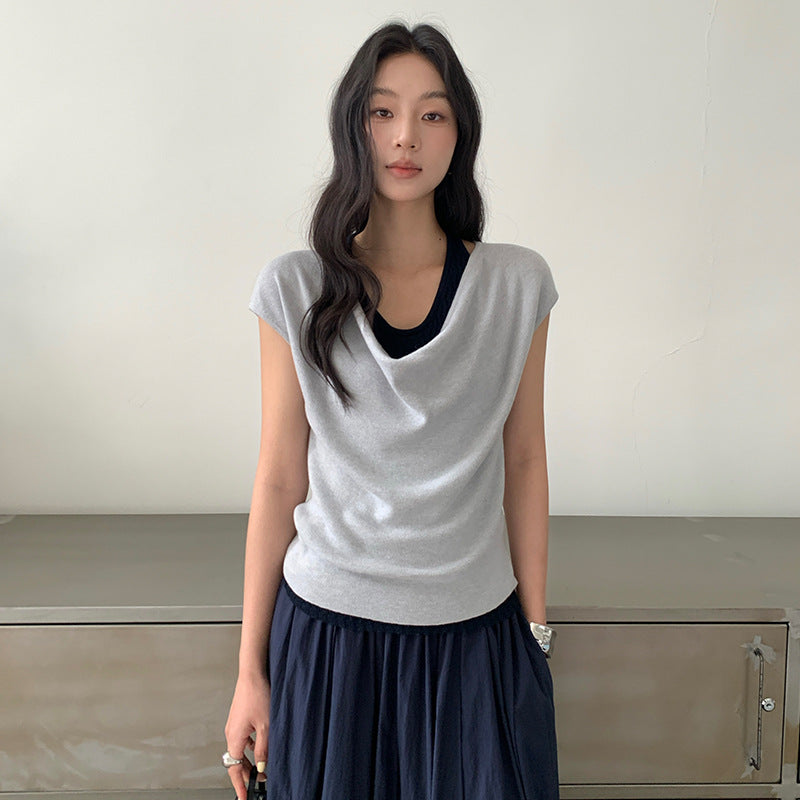 Premium one-word shoulder fake two tops