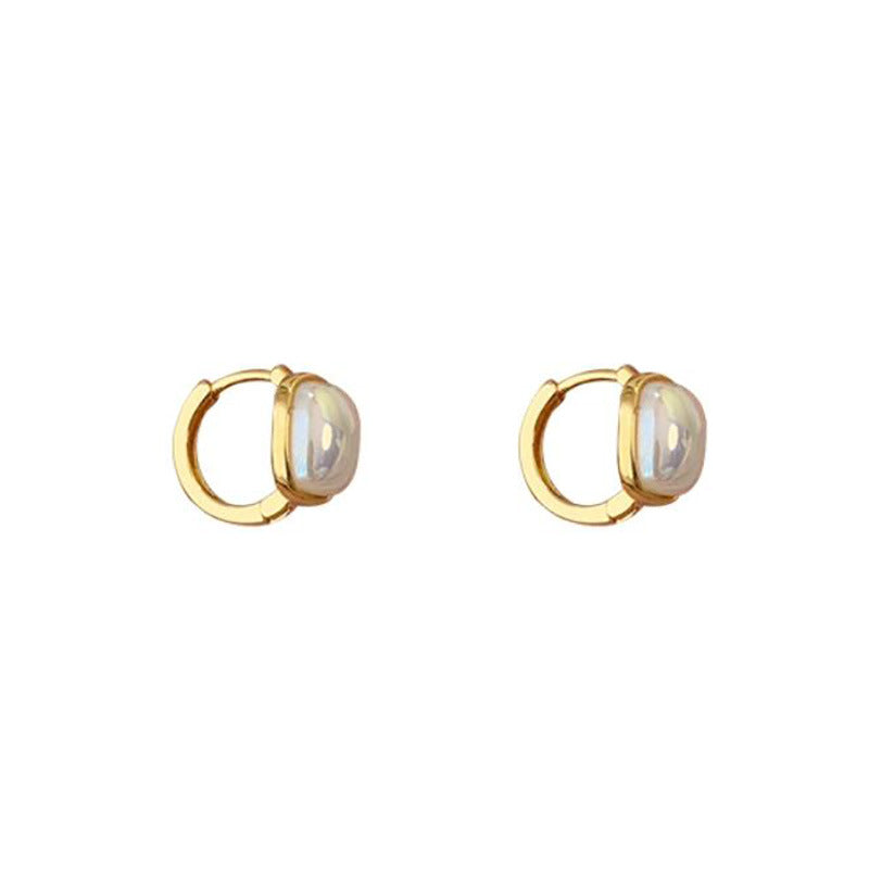 Simple multicolored pearl earrings women's circle ear buckles personalized fashion retro earrings women