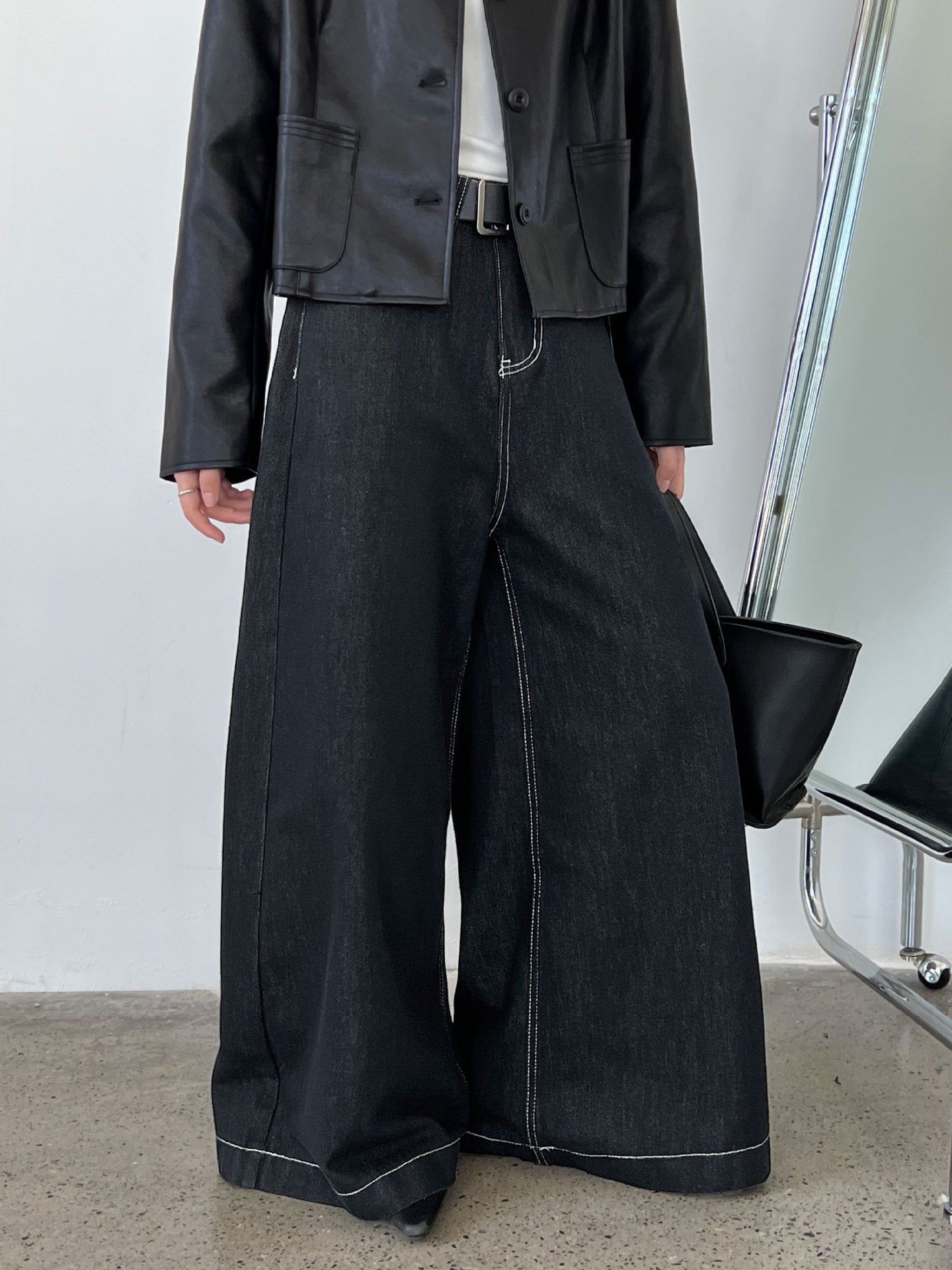 Korean wide-leg loose straight washed jeans women's autumn new lazy floor-mopping trousers
