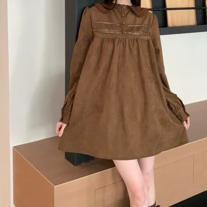 Collar college style design dress autumn versatile shirt skirt