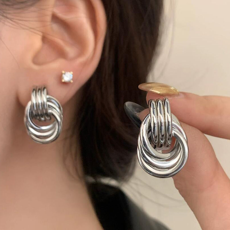 Double Geometric Multi-layer Loops Earrings Earrings