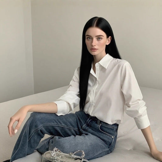 Autumn and winter new design non-ironing and anti-wrinkle white shirt