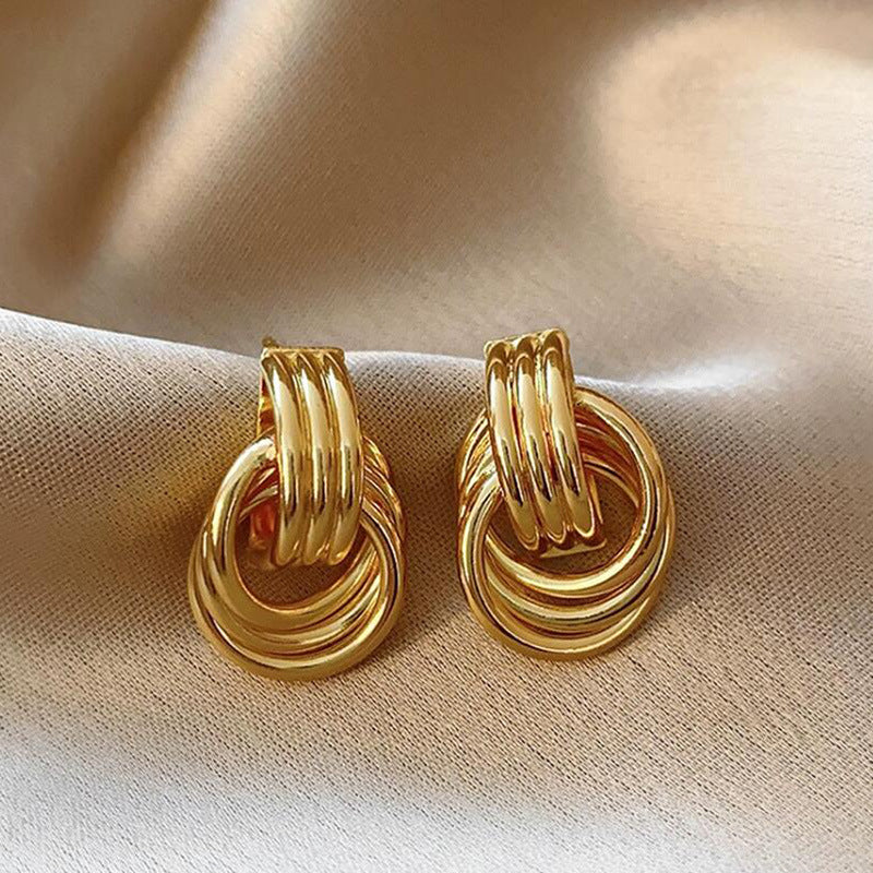 Double Geometric Multi-layer Loops Earrings Earrings