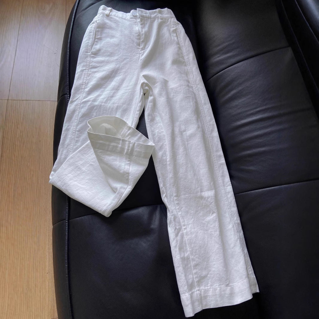 Thin drop-down mopping linen wide-leg pants