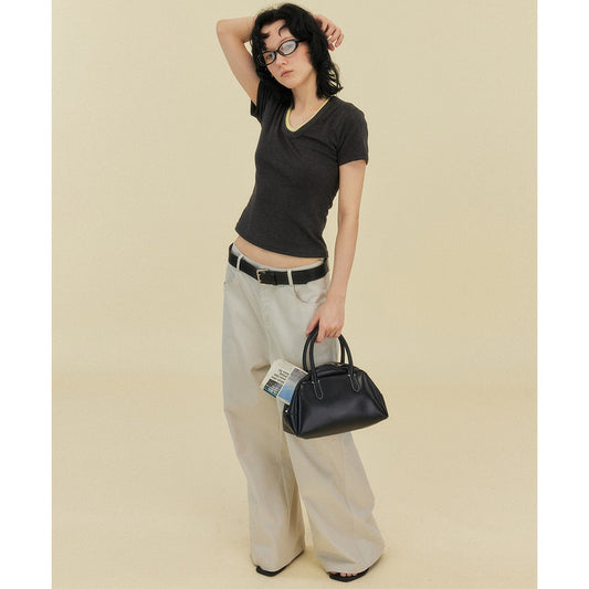 Women's Twill Nylon Cotton Wide-Leg Casual Pants