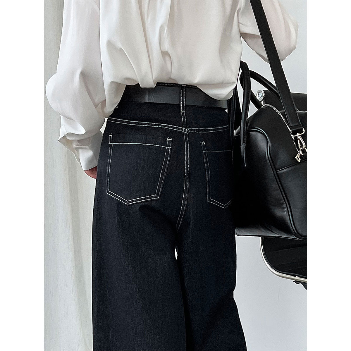 Korean wide-leg loose straight washed jeans women's autumn new lazy floor-mopping trousers