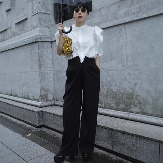 Spring and summer new Japanese French temperament irregular shirt