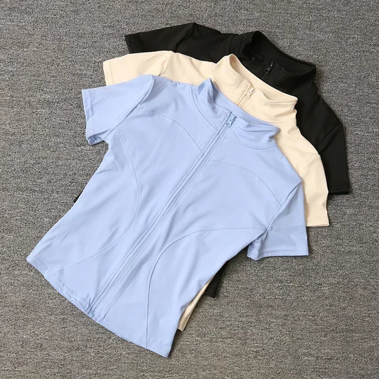 Zip-Up Athletic Crop Top
