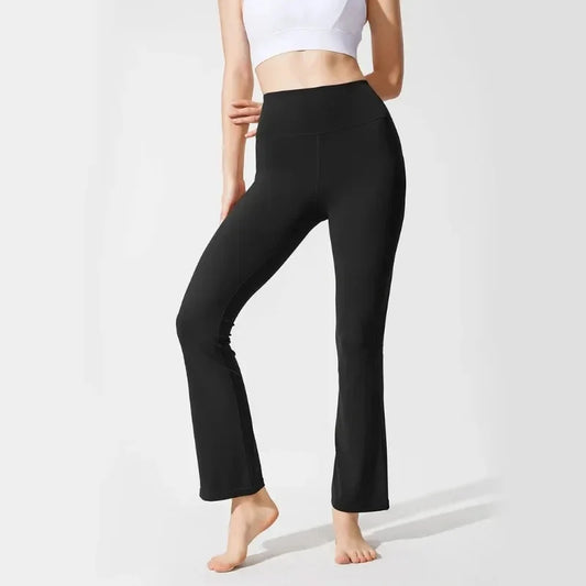 High Waist Flared Wide-Leg Pants | Slim Fit Floor-Length Elegant Trousers