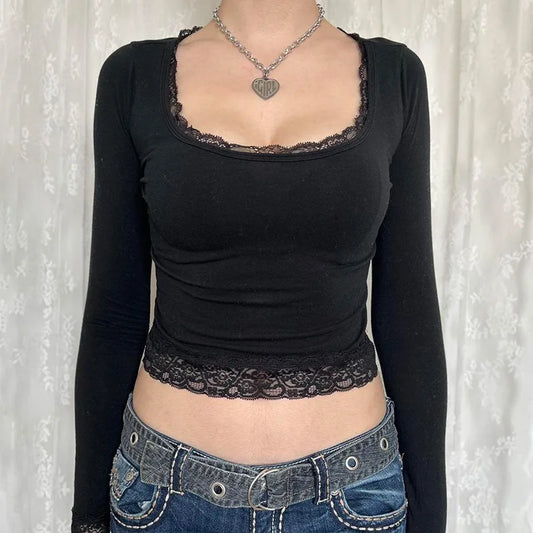 Women's T-Shirt - Y2K Graphic Fairy Grunge Long Sleeve Tee